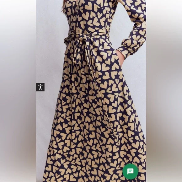 Boden Naomi Long Sleeve Jersey Dress Women’s French Navy Hearts Scattered 10 R - Picture 6 of 15